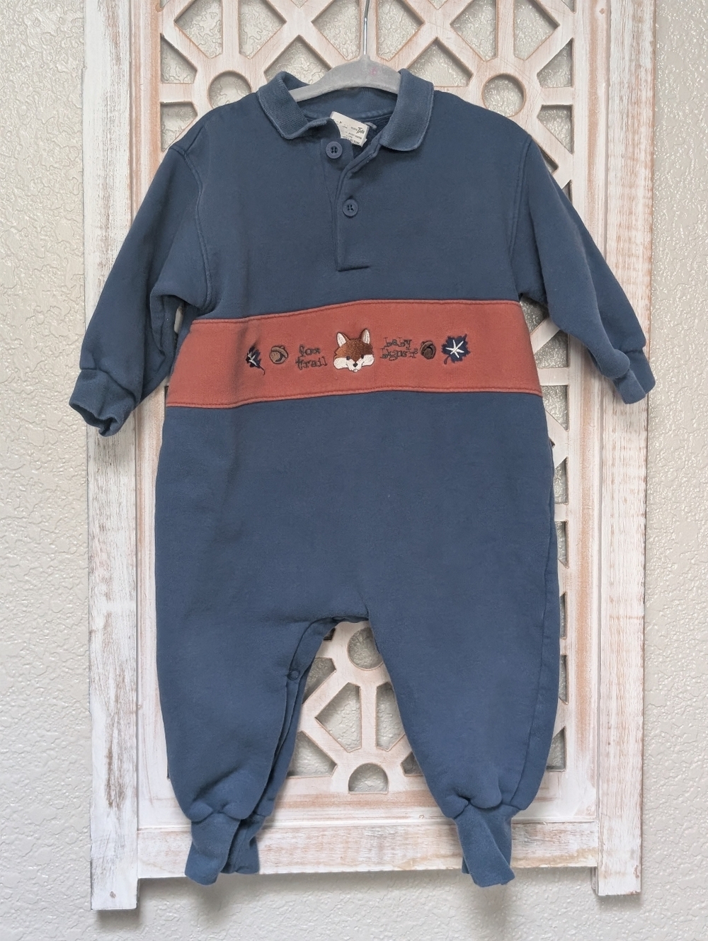 Baby B'Gosh Romper 90s Vintage Fox Embroidered Nostalgic Jumpsuit Retro 18M